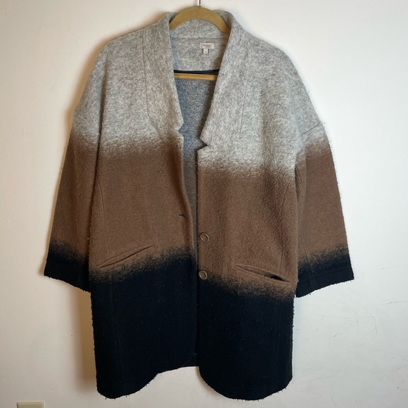 Anthropologie Hoss By Intropia Oversized Brown Ombré Wool Jacket Size S - Picture 1 of 11